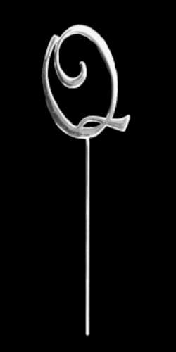 Silver Metal Topper - Letter Q - Click Image to Close